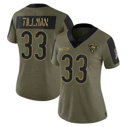 Limited Charles Tillman Women's Chicago Bears Olive 2021 Salute To Service Jersey - Nike