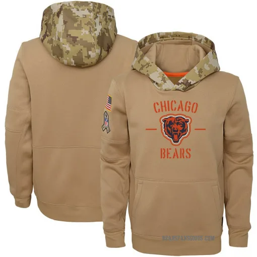 Youth Chicago Bears Khaki 2019 Salute to Service Therma Pullover Hoodie ...